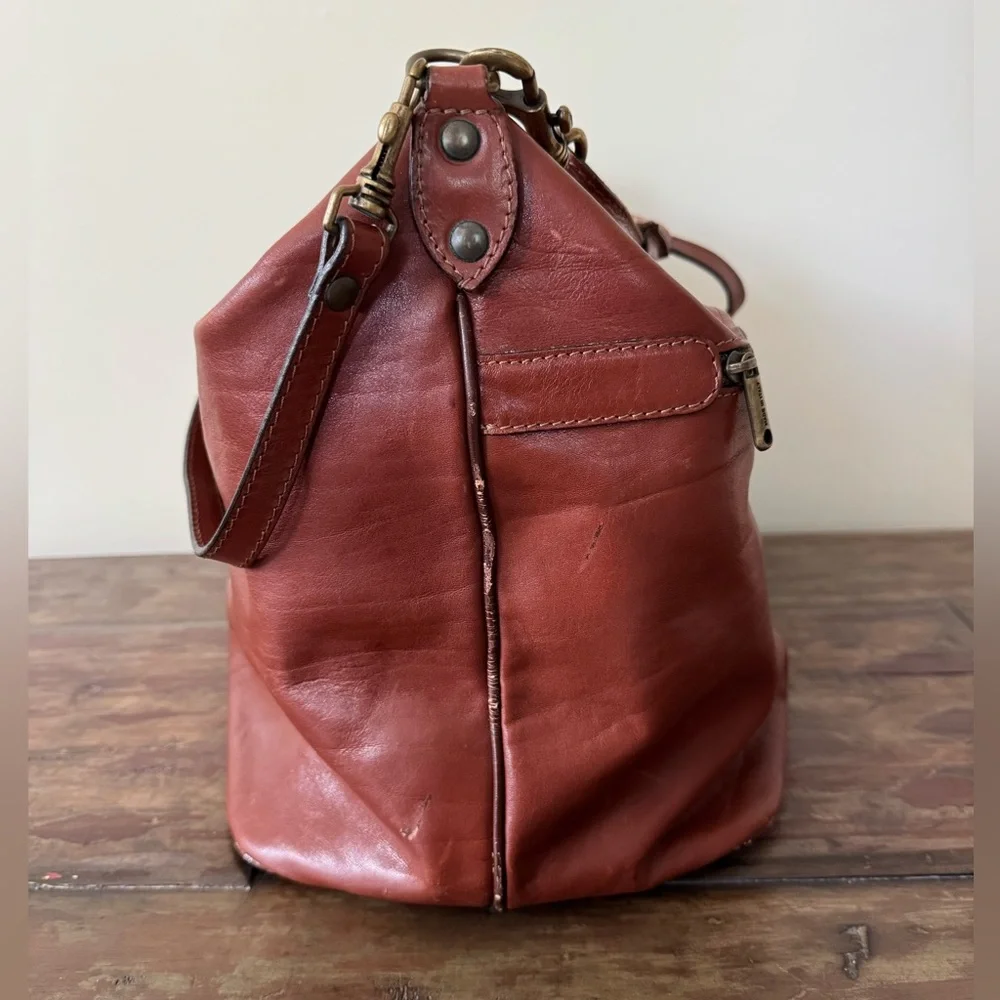 C&C vintage made in Italy brown leather weekender duffel bag unisex‎ men women